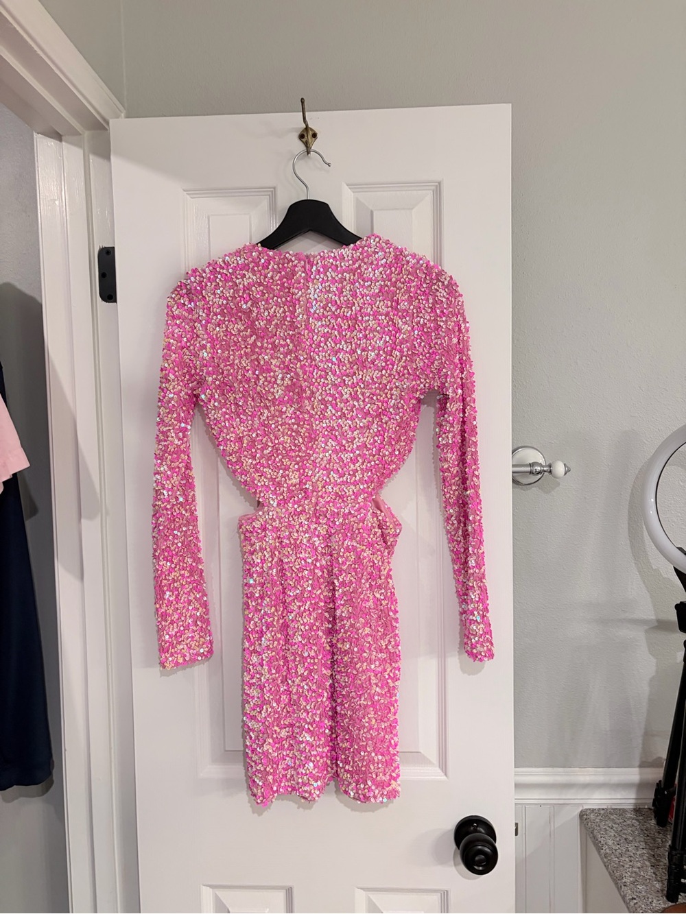 Petal & Pup Kelly Berry Pink Sequin Velvet Cutout Mini Dress Small NWT - Picture 8 of 8
